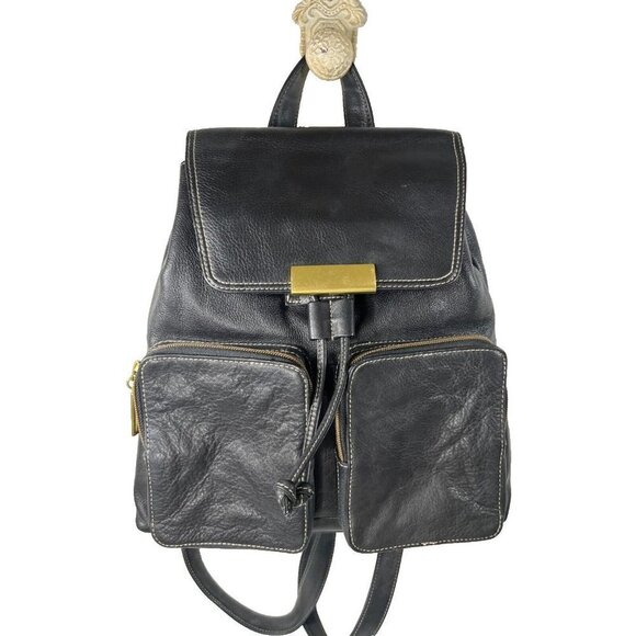 GIANI BERNINI  Black Leather Backpack - Picture 1 of 16